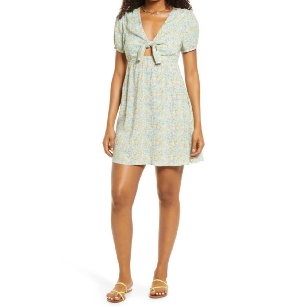 NWT BP Maisey Ditsy Front Tie Dress Short Sleeves Multicolor Sz 1X